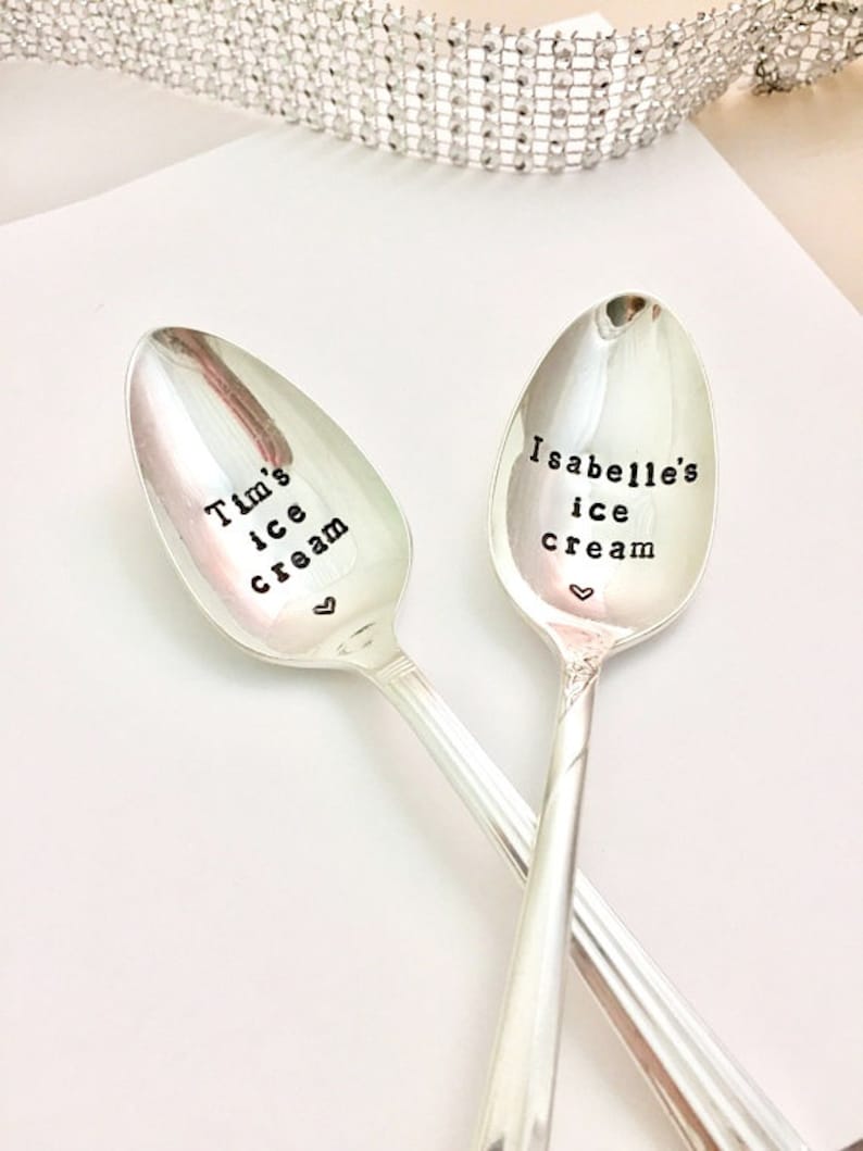 Ice cream spoons set Custom ice cream spoon Stamped Spoon Etsy