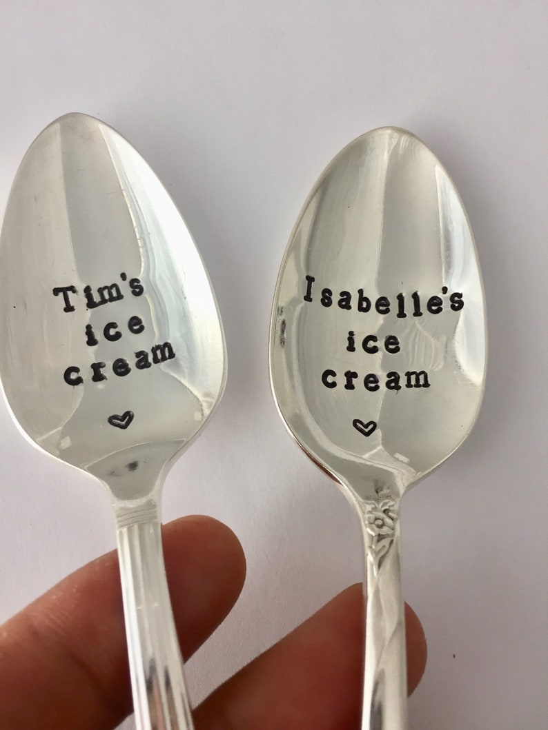 Ice cream spoons set Custom ice cream spoon Stamped Spoon Etsy
