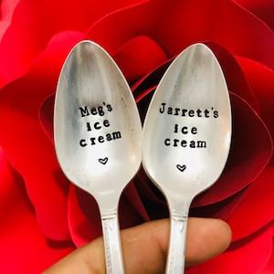 Ice cream spoons set - Custom ice cream spoon - Stamped Spoon set -  gift for couples - ice cream lover gift