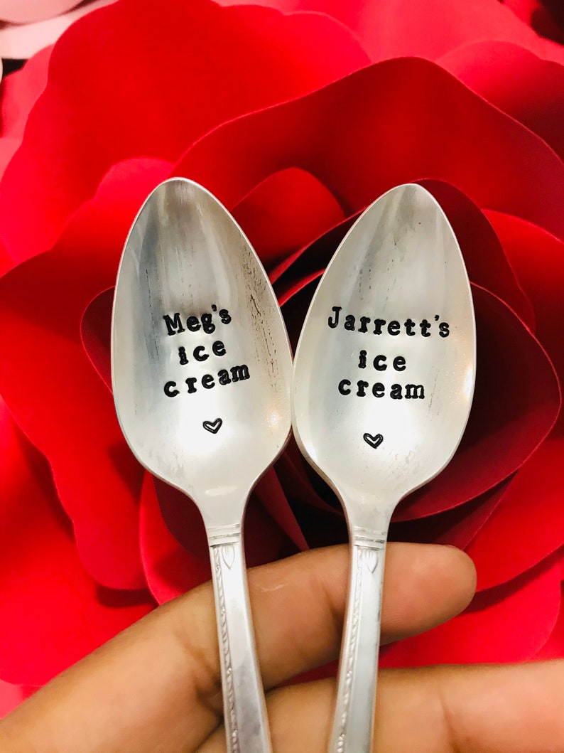 Ice Cream Spoons Set Custom Ice Cream Spoon Stamped Spoon Etsy