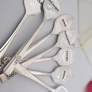 Plant Garden Herb Markers Spoons Custom Set of 7 Antique Vintage Hand Stamped Mother's Day Gift Grandma Her Mom image 9