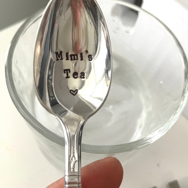Vintage Silver-Plated Teaspoon – Hand-Stamped “Mimi’s Tea” Gift