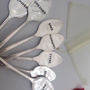 Plant Garden Herb Markers Spoons Custom Set of 7 Antique Vintage Hand Stamped Mother's Day Gift Grandma Her Mom image 7