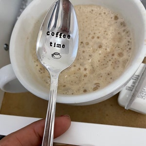 coffee time coffee spoon hand stamped christmas gift perfect for coffee lover. image 7