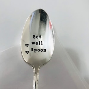 get well spoon - Teaspoon Coffee Soup - Message Support Get Well Inspirational Hopeful recovery - Gift Him for her - vintage