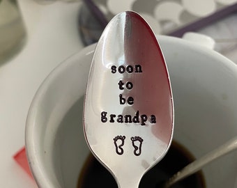 soon to be grandpa, tablespoon-silver plated-pregnancy announcement gift for grandpa