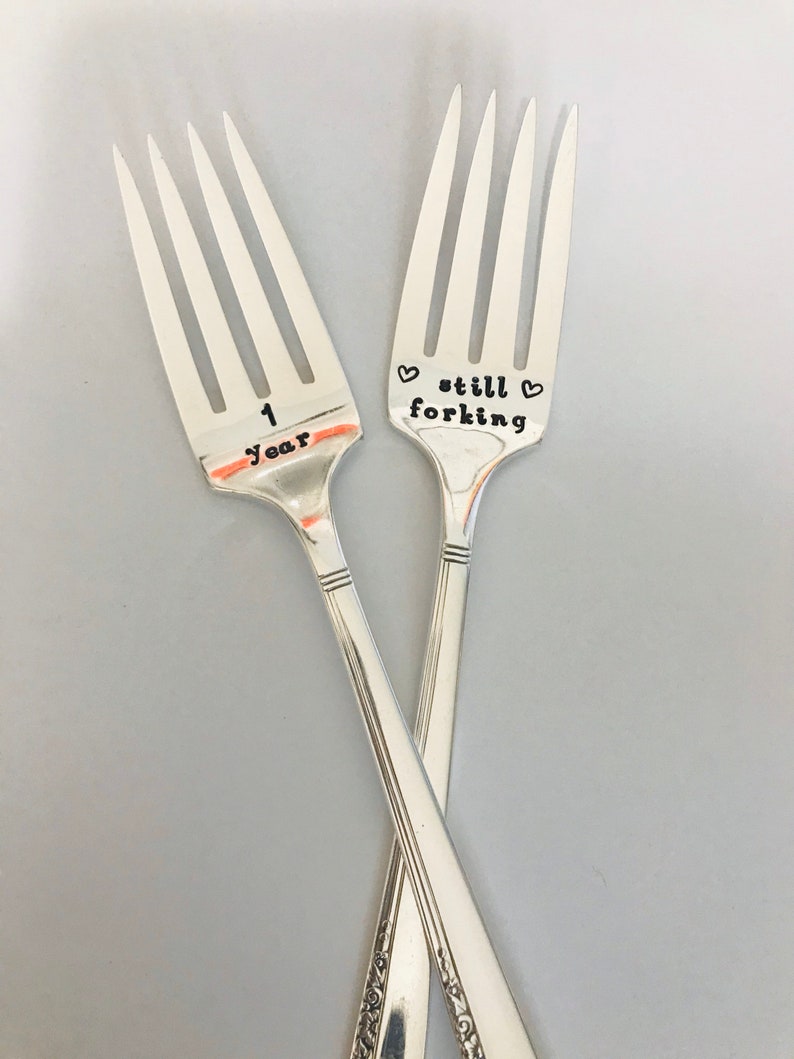 Anniversary Fork set Personalized Forks. 5 years Etsy