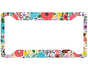 Cute License Plate Frame-30-777 Airstrike Colorful Mandala License Plate Frame Hippie License Plate Holder Floral Pattern Car Tag Frame