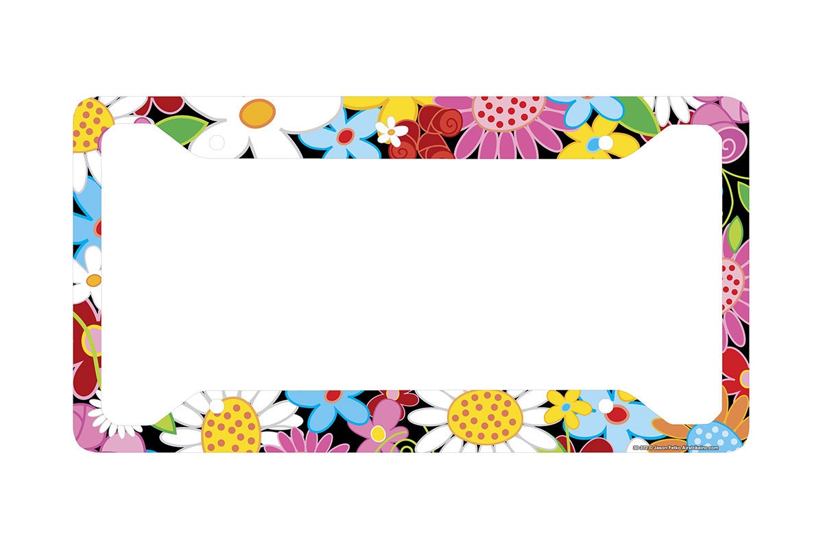 Flower License Plate Frame Flowers Car Tag Frame Flower Etsy