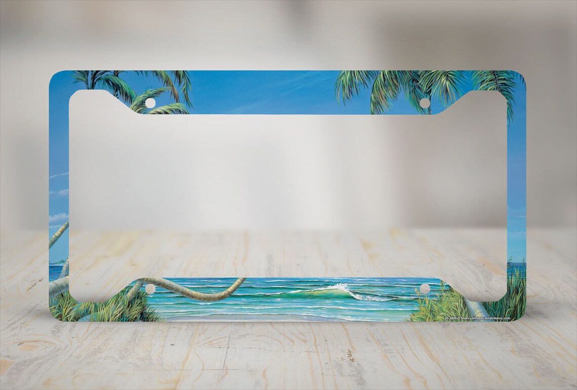 Beach License Plate Frame Beach Car Tag Frame Beach License Etsy