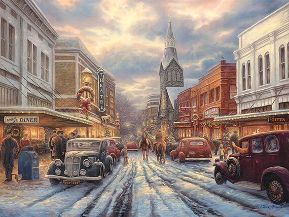 Americana Painting Nostalgic Street Art Classic Cars