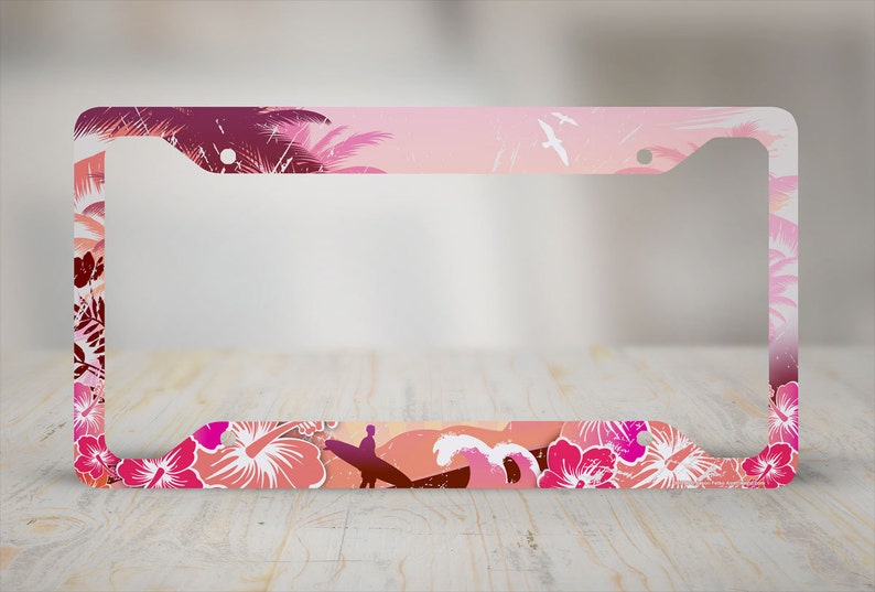 Beach License Plate Frame Surfer Car Tag Frame Beach License Etsy