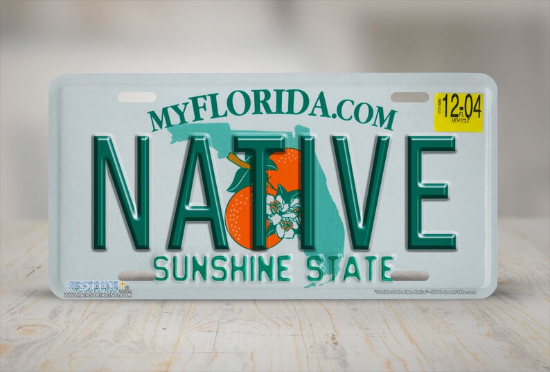 Florida Native License Plate Florida Native Car Tag Florida Etsy