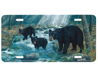 Airstrike "Bear Feet In The Creek" - Decorative License Plate by Randy McGovern