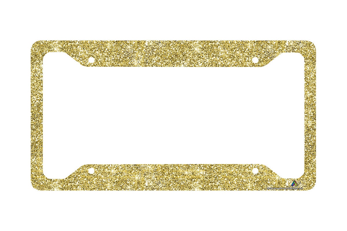 Gold License Plate Frame Glitter Car Tag Frame Gold Glitter Etsy