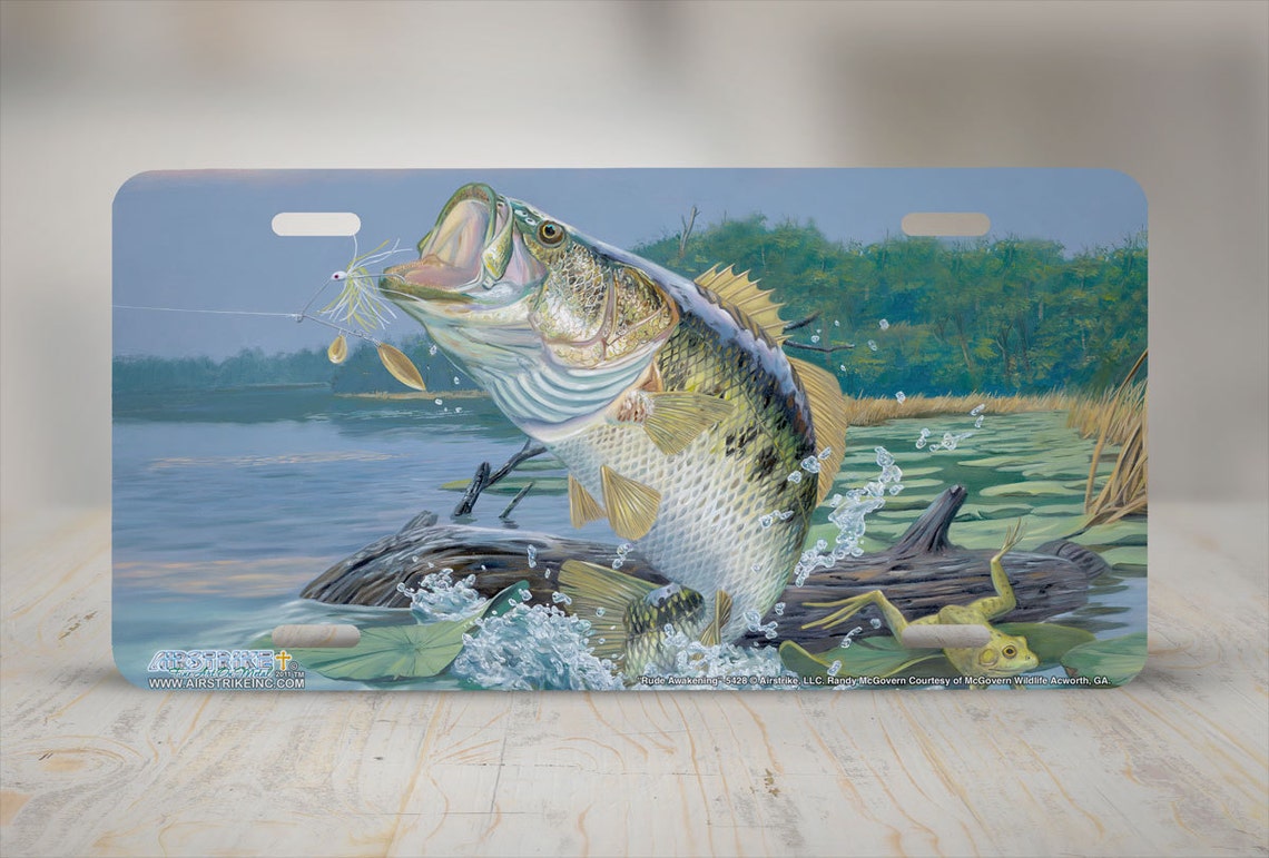 Bass License Plate Bass Fishing Car Tag Bass Fish Front Etsy