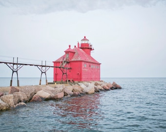 Door County Wisconsin, Sturgeon Bay Lighthouse, Lighthouse Photography, Michigan Travel Photography, 8x10 Photo Print