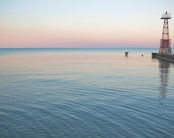 Lake Michigan Chicago, Great Lake Photography, Foster Beach Chicago, Lake Michigan Sunset, Lake House Decor, 8x10 Photo