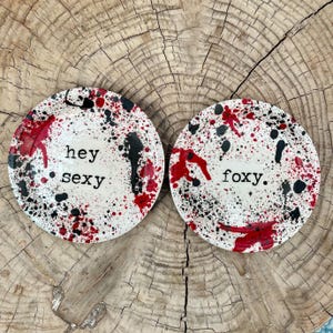 Conversation Starter Plates | Small Round Plates with Paint Splatter | Set of 2