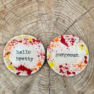 Conversation Starter Plates | Small Round Plates with Paint Splatter | Set of 2