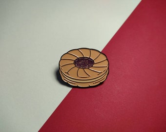Jam and Cream Biscuit, Soft Enamel Pin, Glitter