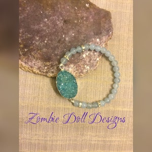 Darling druzy and Larimar bracelet, sprinkled with sterling and Swarovski!