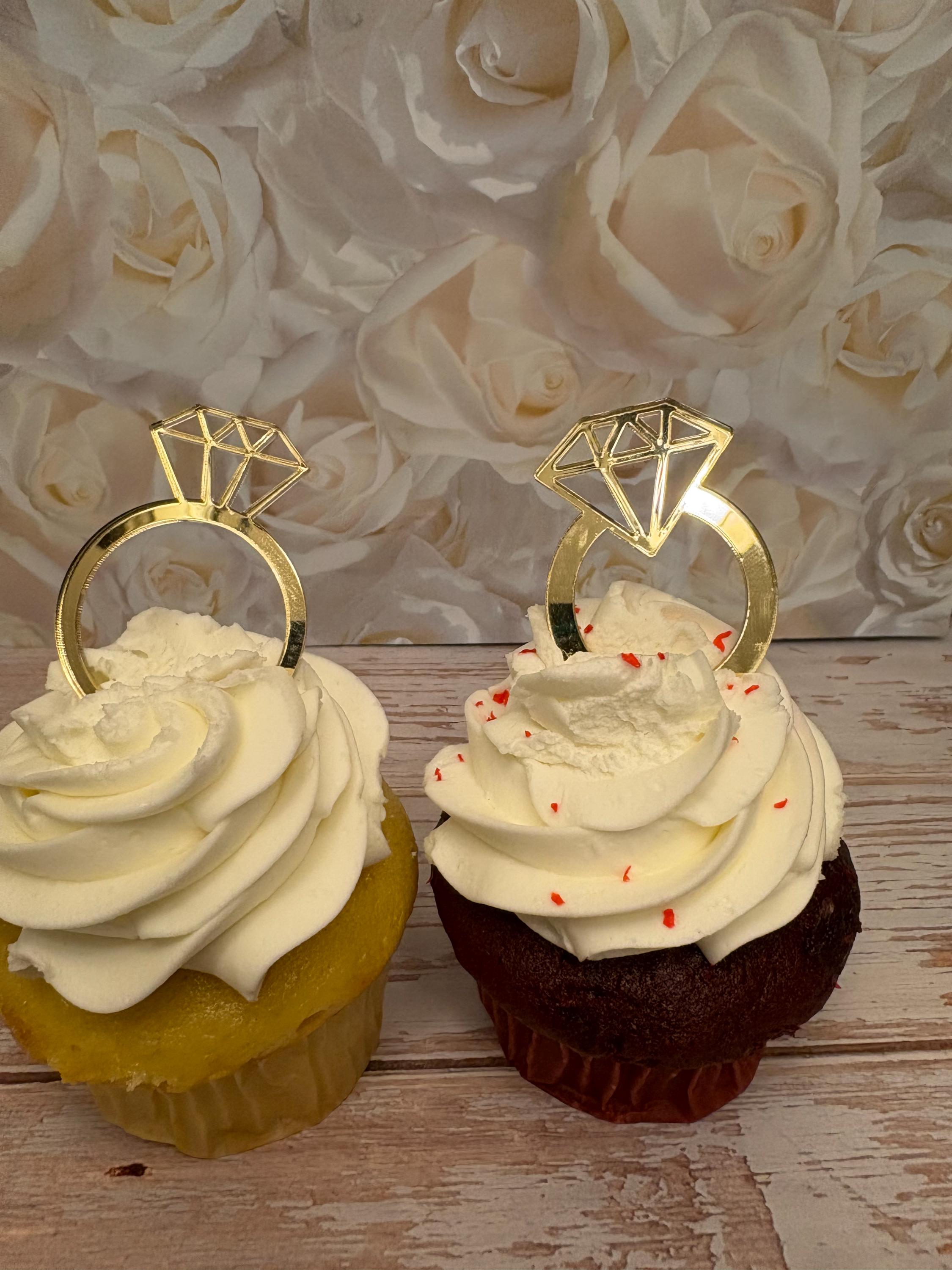 Two Ring Topper Wedding Ring Cupcake Toppers, 1.5