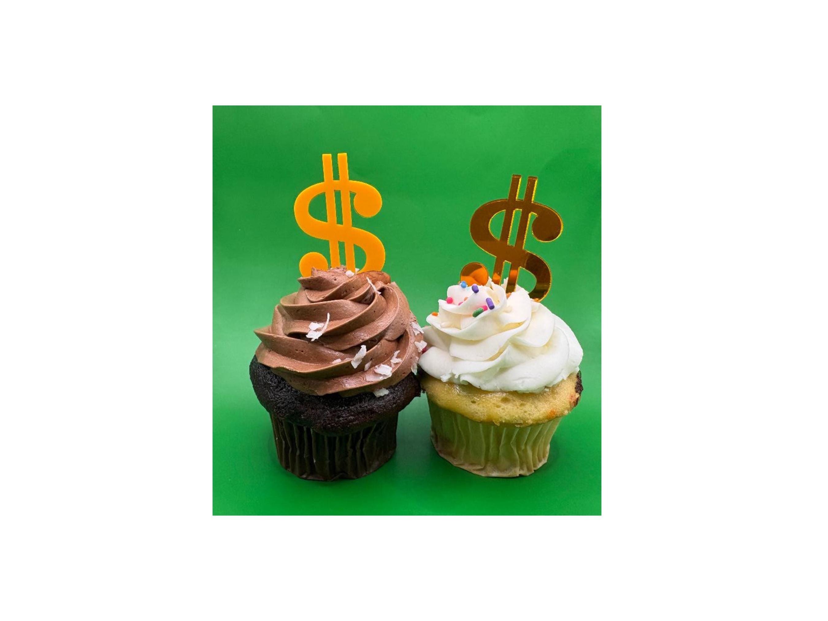 Dollar Sign Cupcake Toppers, Available in 9 Acrylic Colors, 1