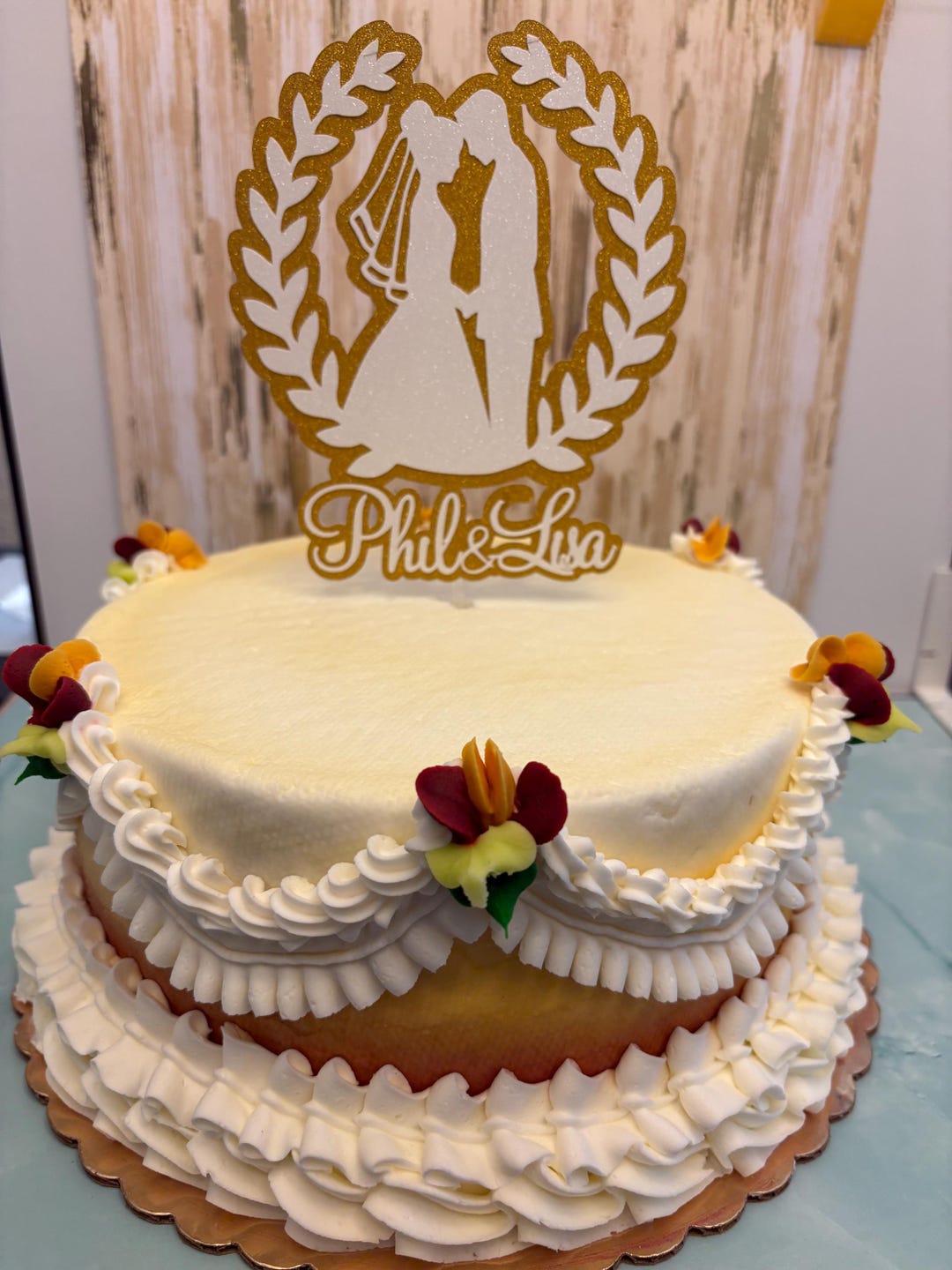 Personalized Glitter Cardstock Wedding Cake Topper, Custom Anniversary ...