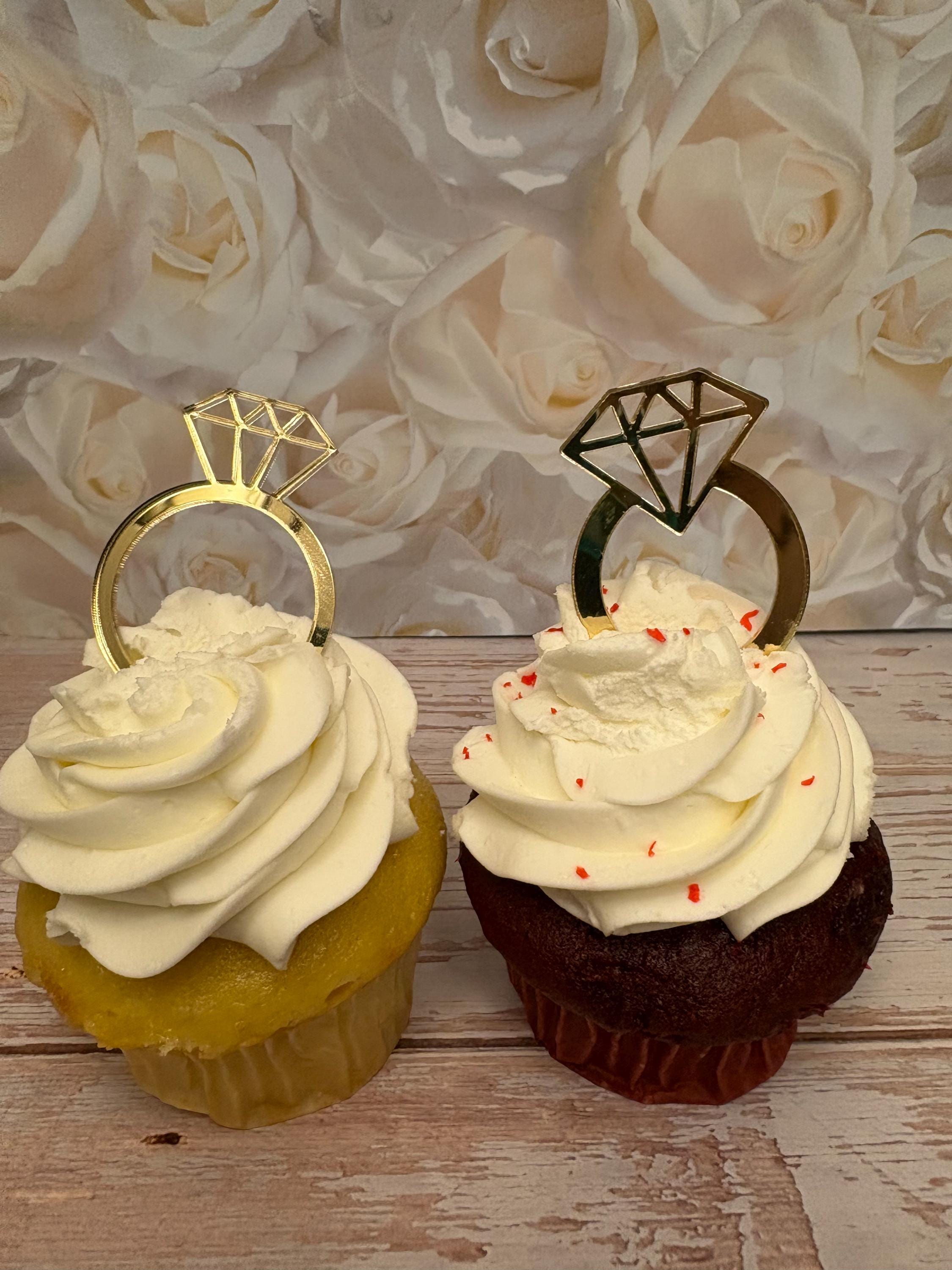 Two Ring Topper Wedding Ring Cupcake Toppers, 1.5