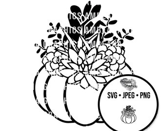 Pumpkin Succulent Design: Fall Sublimation (SVG, PNG, JPEG)