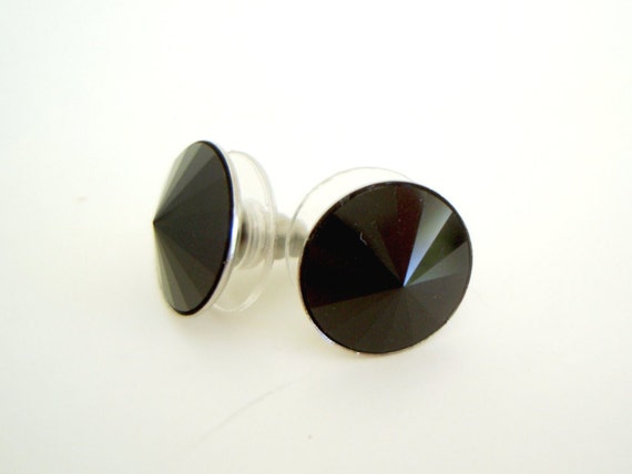 Stainless Steel 3 Color Pattee Cross Circle Stud Earrings pair