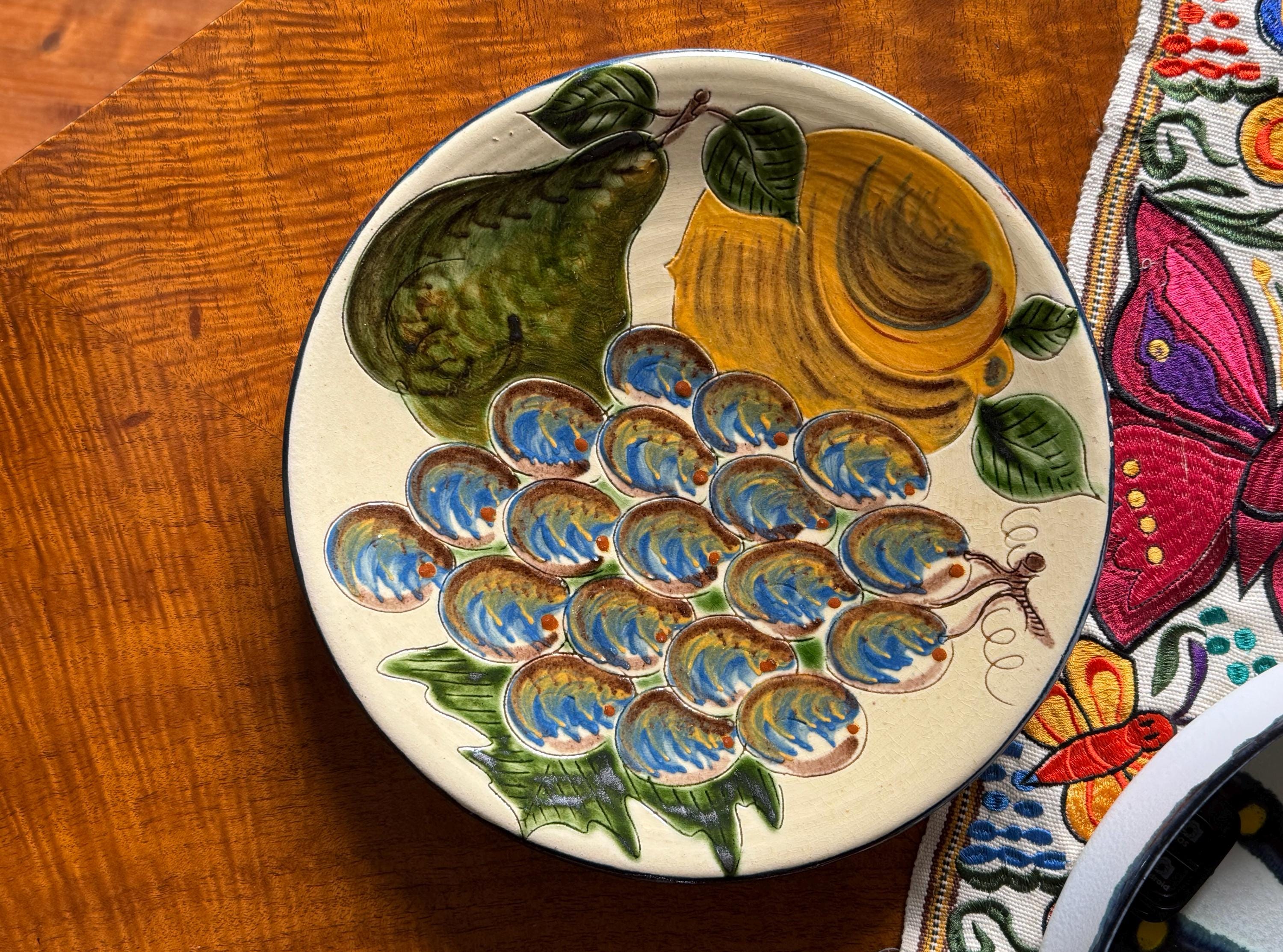 Grand Plat Mural Poisson en Céramique de Karlsruher Majolika, 1950s en