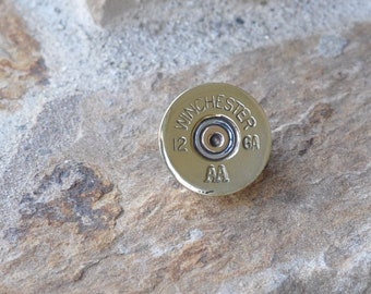 12 GA Gauge Shotgun Shell Cartridge Replica Hat Jacket Tie Tack Lapel Pin