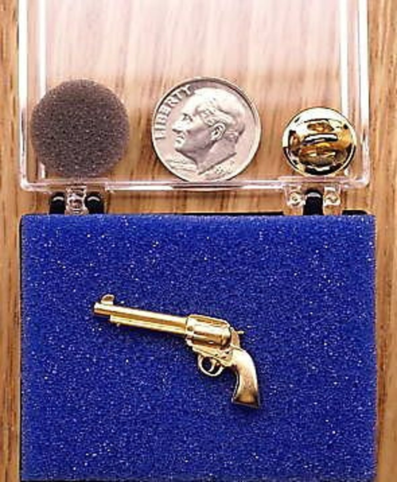 24K Gold Plated Six Gun Pewter Gun Pin Cap Pin Tie Tac Made Etsy
