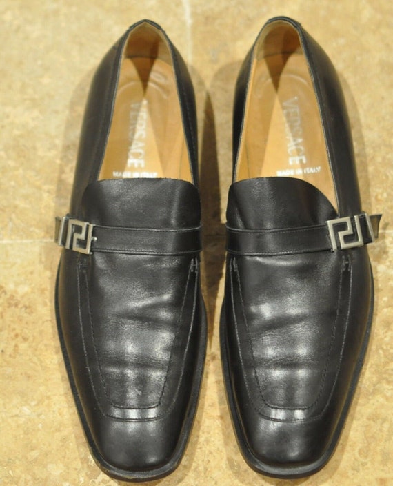 Vintage Versace Mens Black Leather 