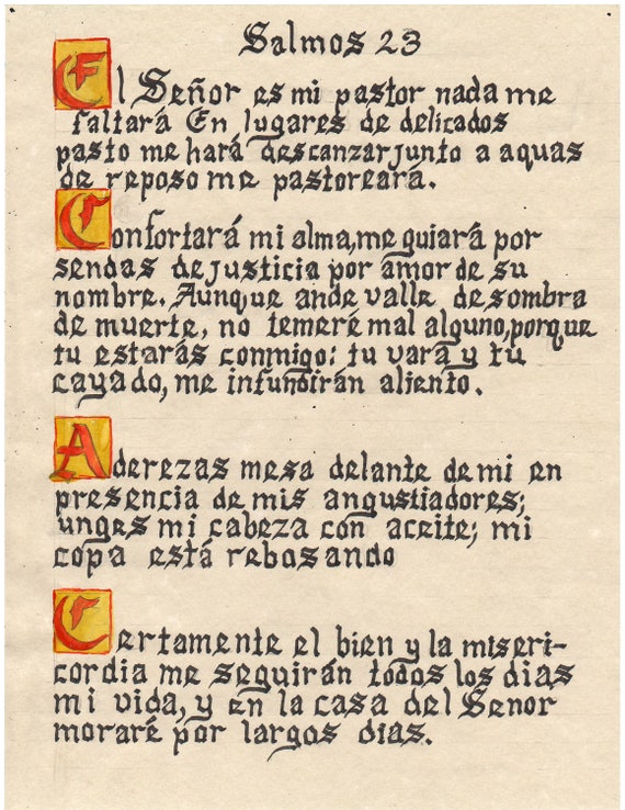 The 23rd Psalm In Spanish Etsy