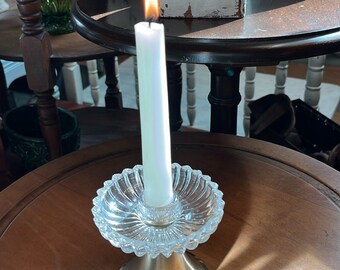 Vintage Crystal and Silver Candlestick Holder