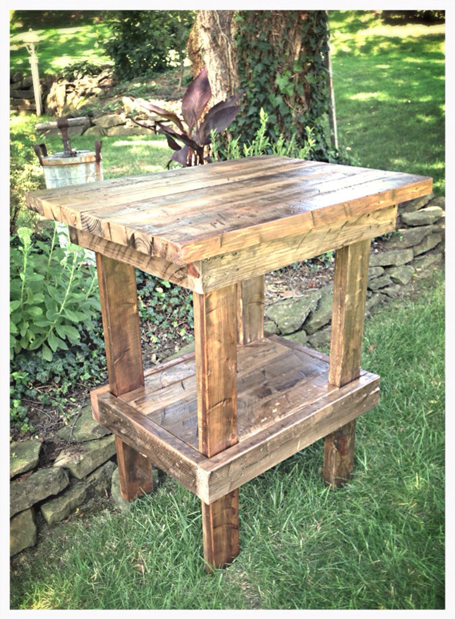 Handmade rustic side table/kitchen island Etsy