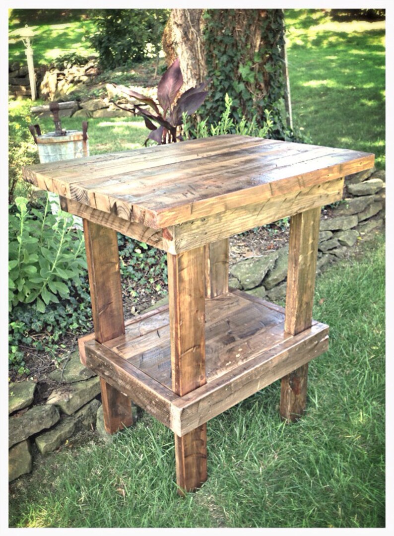 Handmade rustic side table/kitchen island Etsy