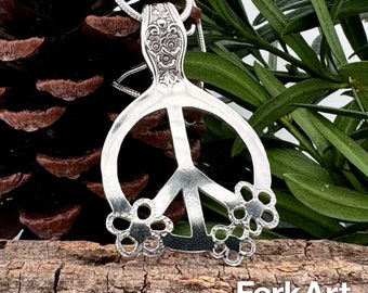 Peace Sign Sterling Silver Spoon Pendant