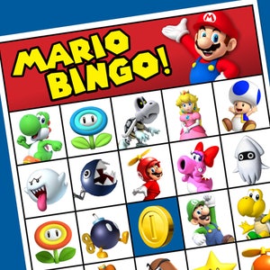 Super Mario Bingo Karten - 8.5 "x 11" - 8 Verschiedene Karten