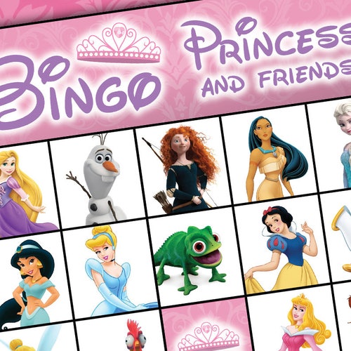 Princess Printable Bingo Cards  X 11 10 - Etsy