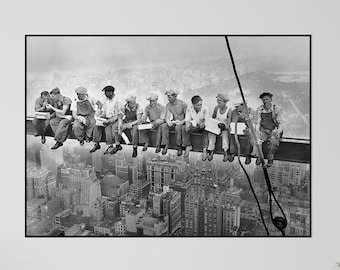 Lunch Atop A Skyscraper - Printed Poster or Canvas Wrap, Wall Art, Decor, Iron Workers, Construction, New York City, 1932, Manhattan, RCA