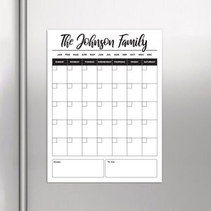 Magnet Calendar, Dry Erase, Calendar, Personalized, Office or Home Calendar for Refrigerator, Fridge Magnet, Fridge Calendar