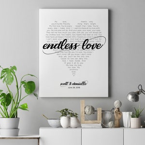 Wedding Song Lyrics On Canvas, First Dance On Canvas, Heart Shaped Couples Song, Anniversary Gift, Couples Gift - Printed on Canvas Wrap