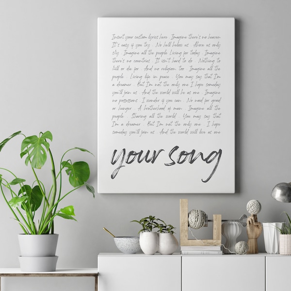 Custom Song Lyrics Print on Canvas, Your Song Lyrics Printed, Lyrics Art, Wall Art, Printed, Framed Print, Wedding Gift, Anniversary Gift