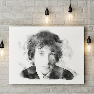 Bob Dylan Canvas Print, Wall Art, Bob Dylan Poster, Digital Watercolor Custom Print, Poster Print, Game Room, Music Room, Man Cave, Den