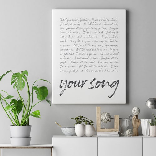 Custom Song Lyrics Print on Canvas Your Song Lyrics Printed Etsy