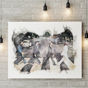 Beatles Canvas Print, Wall Art, The Beatles Poster, Digital Watercolor Custom Print, Poster Print, Game Room, Music Room, Man Cave, Den
